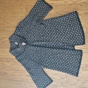 Tweeds Cape Cardigan Sweater Gray Wool Blend One Snap Closure 3/4 Sleeve 1X